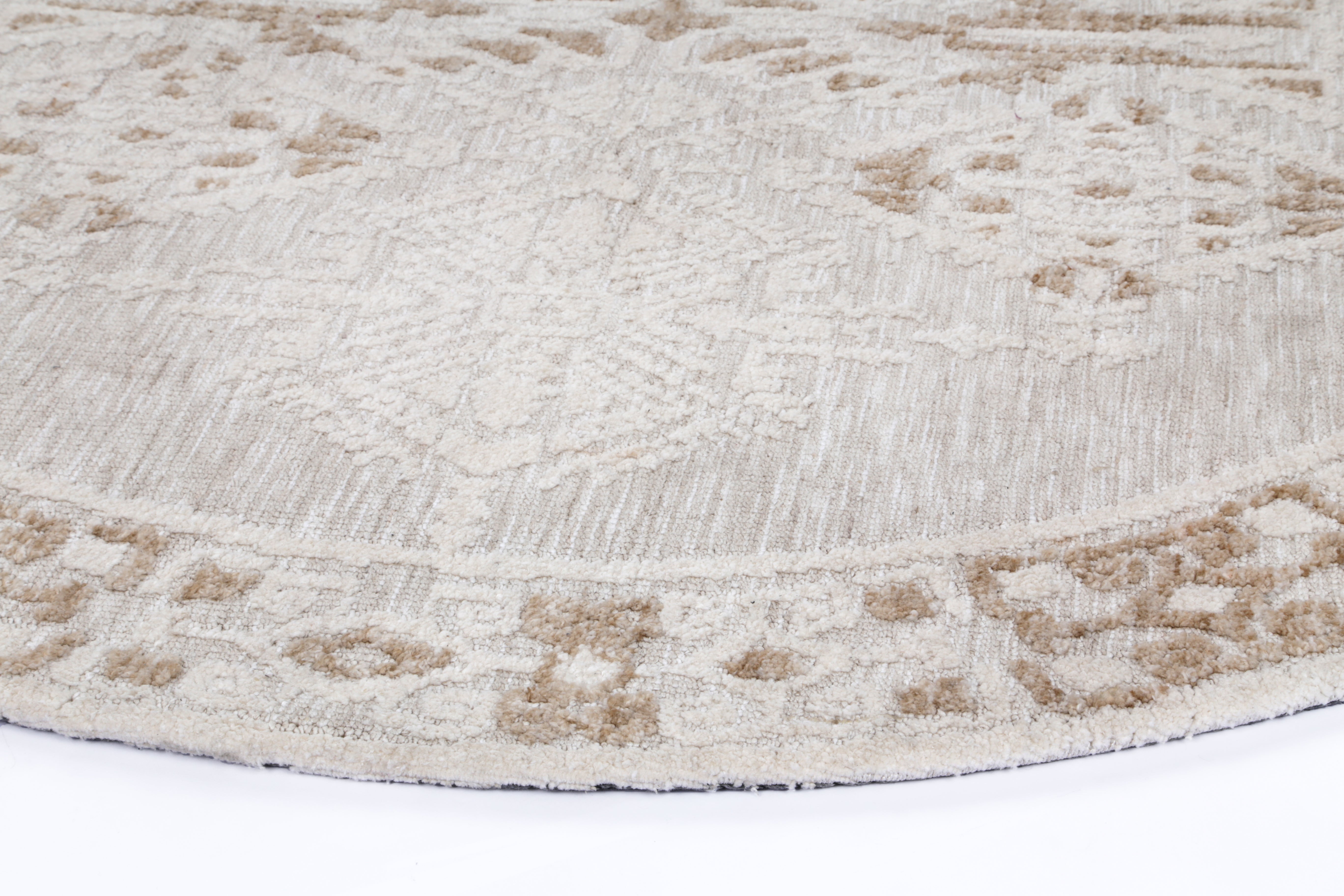 Amritsar Beas Cream Round Cotton Blend Rug