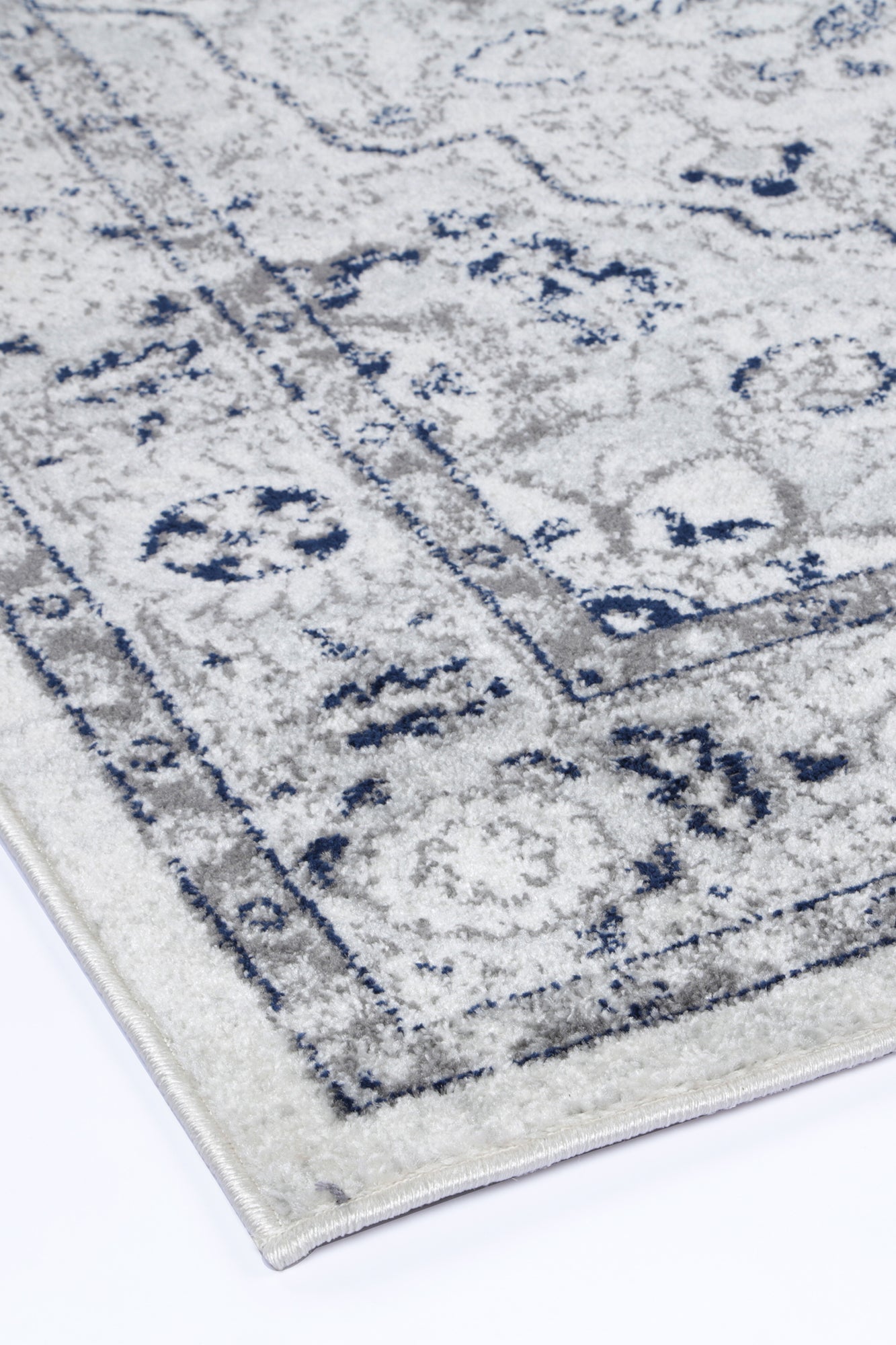 Provence Vallonnet Cream Navy Floral Rug - PROV23
